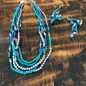 Beaded necklace and matching earrings
